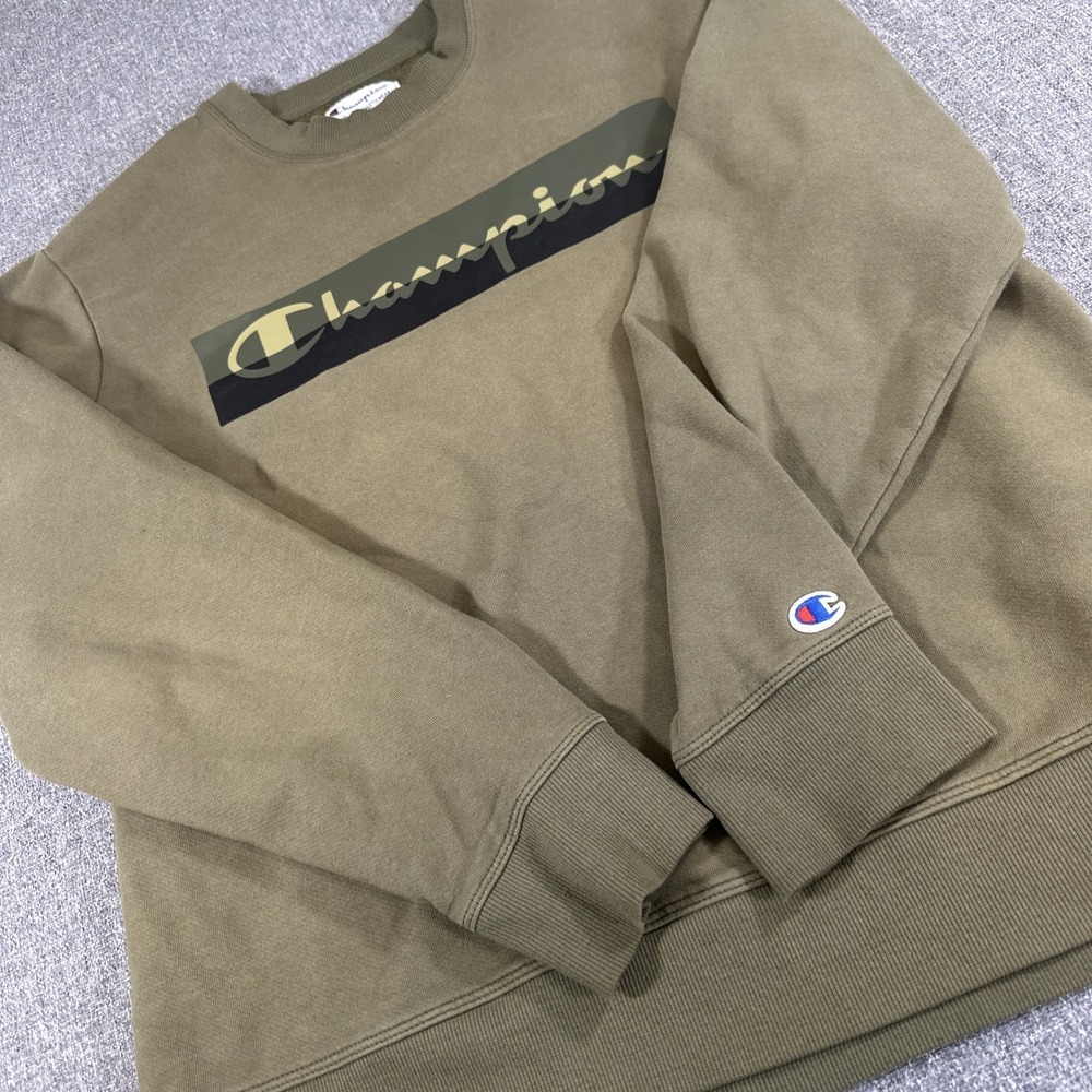Champion Crewneck Sweatshirt Mens Large Green Logo Pullover Streetwear
